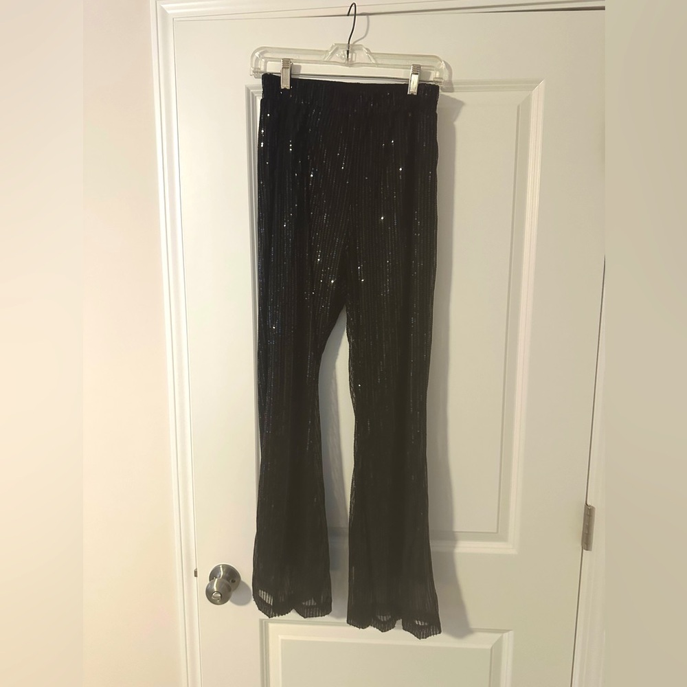 Black sequin flare pant - women’s
